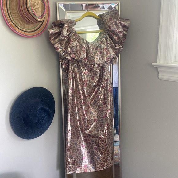 Rhode Off The Shoulder Viola Dress in Cream Vichy Rose - Picture 6 of 6